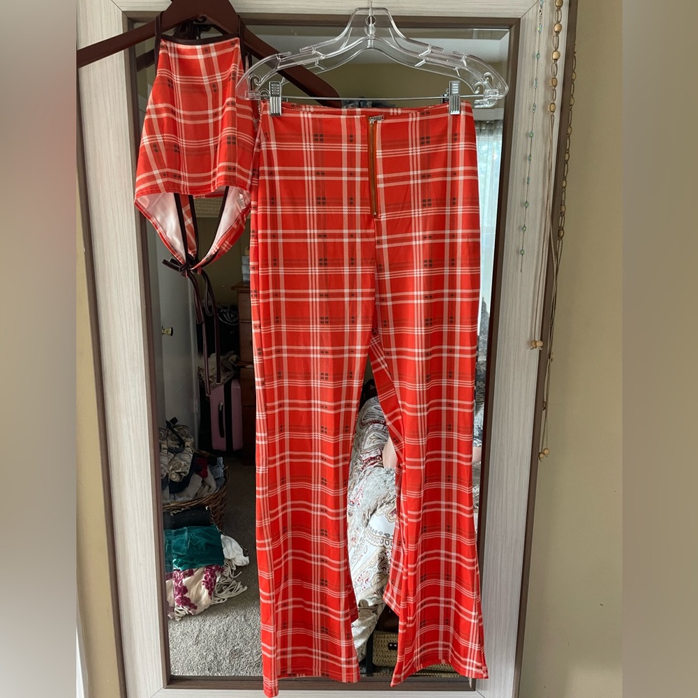 Plaid matching set 🧡